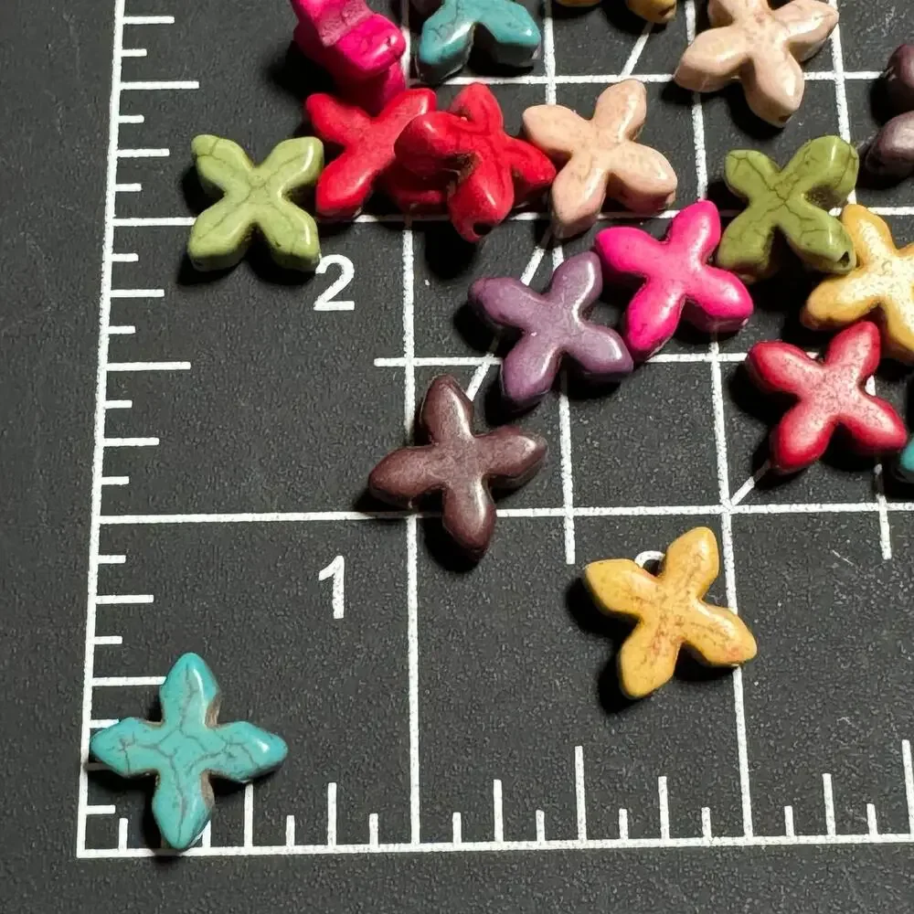 Multicolor Rainbow Synthetic Turquoise Cross Beads Jewelry Making Craft Charms